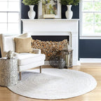 100% Jute Area Rug 10 Feet- Braided Design Hand Woven Off-White Natural Fibers Carpet - Home Decor for Living Room Hallways (10' Round, Off-White)