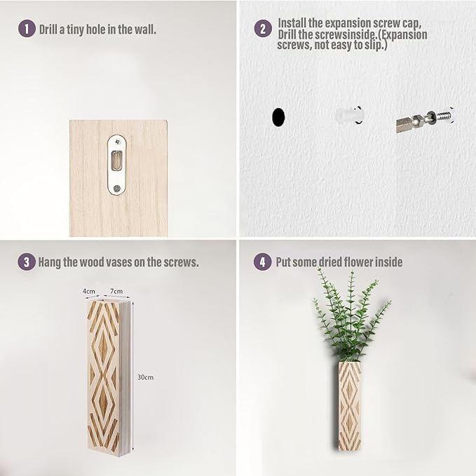 Wall Planter for Indoor Plants, 2 Pack Geometric Hanging Planter, Wood Wall Vase for Decor Artificial Flower Plants, Boho Wall Decor for Living Room, Bedroom (Light Color)