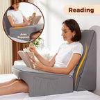 Reading Pillow for Bed, Gaming Pillow for Lap, Petite Adults, Teens Arm Rest Pillow, Memory Foam Lap Desk Pillow for Reading, Working, Playing, Crocheting in Bed Couch(Grey)