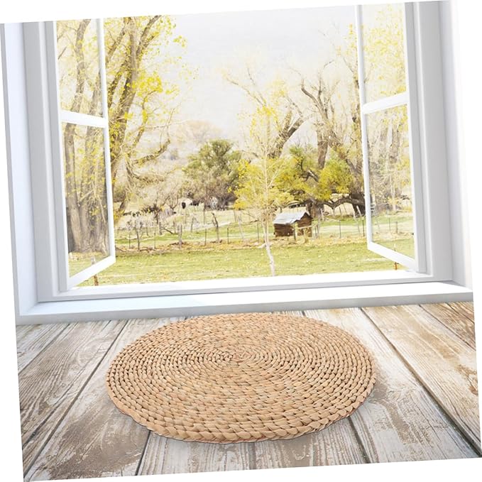 YARNOW Woven Floor Pillow Woven Seating Mat Meditation Cushion for Bedroom Rustic Decor