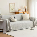 ROOMLIFE Gray Couch Cover Boho Sofa Covers for 3 Cushion Couch Washable, Furniture Protector Sofa Couch Cover for Dogs, Soft Breathable Sofa Slipcover, Couch Throw Blankets with Tassels 71''X118''