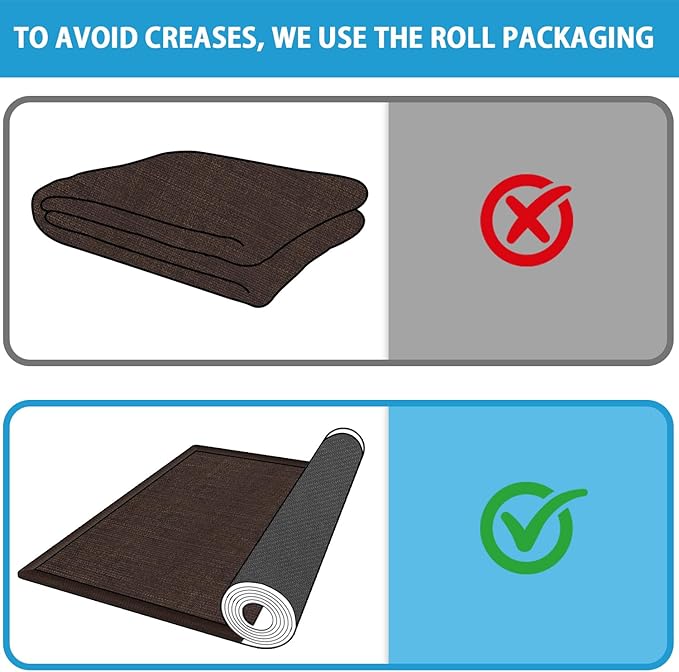 8ft Natural Jute Hallway Runner Rug Non Slip Washable, Rubber Backed Long Indoor Entryway Runner, Absorbent Kitchen Carpet Sink Rug, Deep Brown