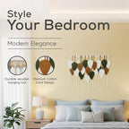 Large Macrame Wall Hanging Decor – Handmade Cotton Cord Boho Room Decor for Bedroom, Nursery, Office – 39” W x 29.5” L (Green, Brown, White)