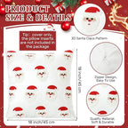 2 Pcs Christmas Tufted Throw Pillow Covers 18 x 18 Inch Cute Santa Claus Soft Dutch Velvet Pillowcase Xmas Red White Square 3D Embroidery Cushion Cover Winter Holiday Decor for Sofa Couch Bed
