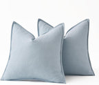 MIULEE Decorative Linen Pillow Covers 18x18 Inch Light Blue Boho Farmhouse Neutral Couch Throw Pillows for Bed Pack of 2 Accent Coastal Modern Pillowcase Summer Sofa Livingroom Home Decor