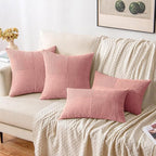 MIULEE Blush Pink Decorative Throw Pillow Covers 20x20 Inch for Couch Bed Sofa Valentines Day Pack of 2 Boho Farmhouse Throw Pillows Soft Cross Corduroy Patchwork Textured Cushion Cases