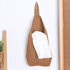 100% Linen Hanging Storage Bags Baskets 2 Pcs, Small Wall Storage Bag for Kitchen, Bedroom, RV Camper Organizer, Sewing Room, Nursery Storage, Kids Room (Brown)
