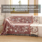 Boho Cotton Throw Blanket 80×90 Inch – Soft Breathable Muslin Throw for Couch, Sofa & Bed, Lightweight Farmhouse Decorative Blanket