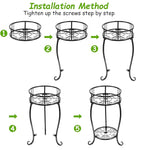 Potted Plant Stand 2 Tier Metal Flower Pot Stand Anti-Rust Heavy Duty Plant Holder Shelf for Home Indoor Outdoor
