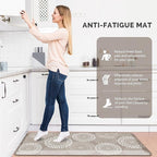 LuxStep Kitchen Mat Waterproof Kitchen Rugs for Floor Cushioned Anti-Fatigue Mat Non-Slip Standing Desk Mat Comfort Floor Mats for House Sink Office 17.3" x 39" Khaki