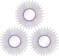 3 Pack Metal Mirrors for Wall Sunburst Wall Mirrors Home Décor Decorative Hanging Wall Art for Living Room Bedroom Entryway (Purple, Sunburst)