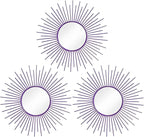 3 Pack Metal Mirrors for Wall Sunburst Wall Mirrors Home Décor Decorative Hanging Wall Art for Living Room Bedroom Entryway (Purple, Sunburst)