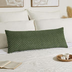 Kevin Textile Spring 14x36 Inch Long Lumbar 1 Pack Boho Decorative Throw Pillow Cover Soft Striped Corduroy Rectangle Cushion Case Solid Color Accent for Living Room Couch Sofa Bed, Moss Green