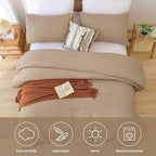 ROSGONIA King Size Comforter Set Taupe Brown, 3pcs(1 Boho Tan Comforter & 2 Pillowcases) All Season Bedding Lightweight Bedspread Blanket Quilts