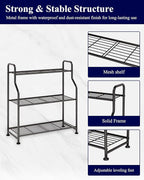 Kitsure Plant Stand Indoor & Outdoor - 3-Tier Metal Plant Shelf with Adjustable Leveling Feet, Easy to Assemble Planter Stand for Patio, Balcony, or Garden (Black, 27" x 11.4" x 29.3")