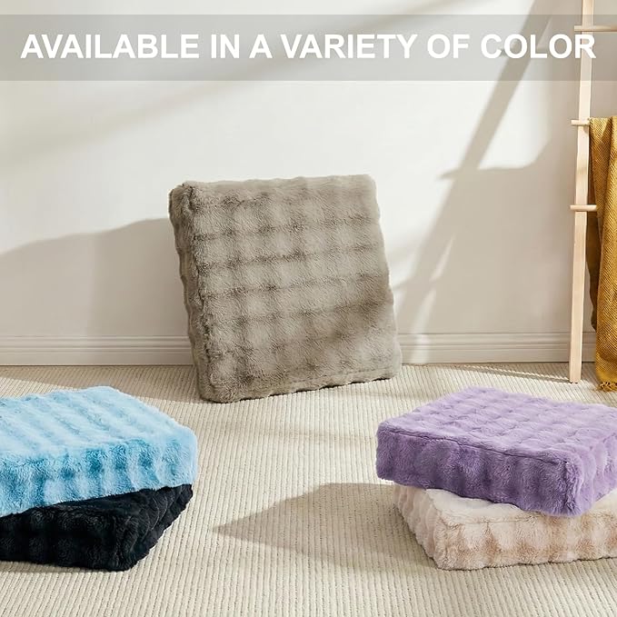 22 inches Floor Pillow for Adults - Large Meditation Cushion with Thick Foam & Soft Tufted Cover - Premium Outdoor Square Floor Cushion Seat - Yoga Pillows for Sitting On Floor - Light Taupe