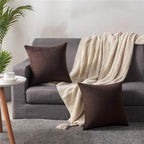 Throw Pillow Covers 16x16 Chocolate Brown: Pack of 2 Cozy Soft Velvet Square Modern Luxury Decorative Throw Pillow Cases for Sofa Couch Living Room Bed Home Decor