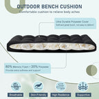 downluxe Outdoor Bench Cushion for Patio Furniture, Waterproof Tufted Overstuffed Porch Swing Cushions, Thick Outdoor Loveseat Cushions, 59" x 18" x 5", Black, Set of 1
