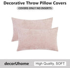 decorUhome Chenille Blush Pink Spring Valentine’s Day Throw Pillow Covers 12x20 Inch Set of 2, Decorative Soft Couch Pillow Covers Solid Dyed Accent Farmhouse Neutral Rectangle Pillow Cases for Sofa