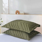 2 Pack Standard Size Pillow Shams Set, Olive Dark Green Boho Tufted Soft Microfiber Pillowcases, Modern Farmhouse Pillowshams for Men and Woman 20 x 26 Inch