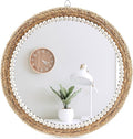 18 Inch Boho Wall Mounted Mirror,Decorative Round Rattan Hanging Wall Mirror，Suitable for Farmhouse, Living Room, Bedroom and Bathroom