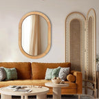 20x30 Oval Rattan Mirror for Wall, Boho Decorative Mirror for Bathroom Vanity, Farmhouse & Natural Home Decor for Bedroom, Living Room