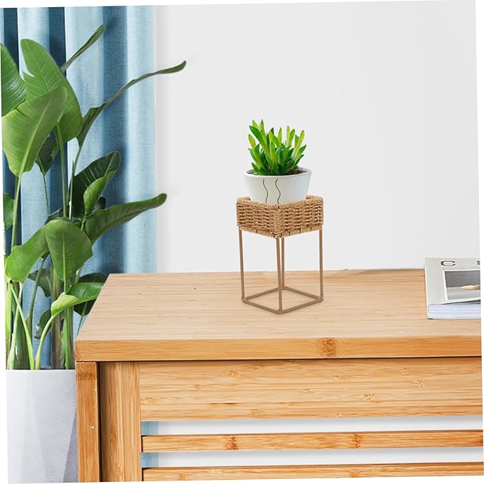 Cabilock Rattan Planters Boho Style Plant Stands Decorative Flower Pot Display Wicker Plant Shelf Indoor Outdoor Home Decor