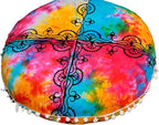 CRAFT KALA 22" Mandala Meditation Floor Pillows Cover Pouf Cover Round Seating Bohemian Mandala Cotton Floor Cushion Cover Outdoor Fireplace Seating Living Room Yoga Room Home Décor (Multi Yin Yang)