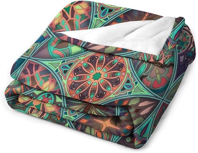 Vintage Mandala Throw Blanket Bohemian Boho Colorful Blanket for Sofa Bed Couch Chair Or Dorm 50"x60"
