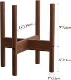 ALIGADO Bamboo Plant Stand Indoor, for Up to 12 Inch Pots, Built to Fit Corners, Sturdy & Stable Design, Walnut Finish