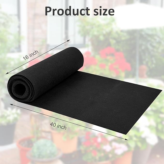 16 x 40 Inch Felt Planter Liner Roll Non-Woven Fabric Coconut Basket Liner Alternative Plant Liner Roll Black Coco Liners Roll Replacement Easy to Cut for Planter Hanging Flower Basket Window Box