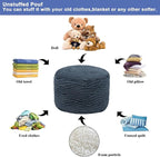 Unstuffed Pouf Ottoman Cover Handmade Footstool Ottoman Storage Solution Floor Pouf Footrest Cushion 20 Diameterx12Height Inches for Living Room Wedding Bedroom Gray No Filler