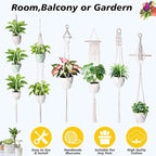 SATINIOR 12 Pcs Macrame Plant Hangers Handmade Boho Hanging Planters 12 Different Tiered Designs with 12 Hooks for Flower Pots Indoor Outdoor Decorative Wall Hanging Baskets for Home(Boho,White)