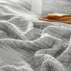 PHF 100% Cotton Muslin Blanket Twin XL Size 66"x90", 4-Layer Lightweight Gauze Throw, Breathable Cloud-Soft Minimalist Blanket for Bed, Couch, Camping & Baby, Light Grey, Ideal Gift