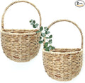 Woven Wicker Wall Hanging Basket Storage for Garden,Hanging Basket,Wall Hanging Baskets for Decorative Plants And Flowers,Semiround,Set of 2