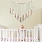 Luxbrand Macrame Wall Hanging Cream and Beige, Boho Bedroom décor, Large Tassel Bohemian Wall Décor for Living Room Girls Room Dorm Room Nursery Decoration Christmas Gift, 41" W x 32" H