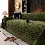ROOMLIFE Green Couch Cover 3 Cushion Sofa, Washable Non Slip Furniture Sofa Protector Cover, Soft Chenille Sofa Slipcovers Sectional L Shape Dogs Couch Cover Throw Blanket with Tassels 71''X118''