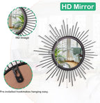 Black Sunburst Spoked Mirrors for Wall Boho Home Round Wall Art Mirror Classic Metal Modern Hanging Mirror Living Room Hallway Bathroom Bedroom Office Vanity Entryway 16"