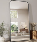 Koonmi Full Length Mirror, 78"x35" Mirror Full Length with Stand, Black Domed Top Square-Edged Floor Mirror with Aluminum Alloy Frame for Bedroom Living Room