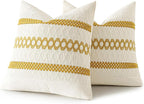 MIULEE Set of 2 Mustard Yellow Boho Decorative Pillow Covers 16x16 Inch Farmhouse Rustic Couch Throw Pillows Modern Cotton Cushion Covers Retro Cute Macrame Woven Spring Home Decor for Bed Sofa Chair