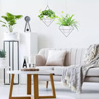 Hanging Planters for Indoor Plants, 2 Set Self Watering Hanging Flower Pots, Modern Hanging Plant Baskets with Metal Plant Holder & 6.5 Inch Plastic Pots for Garden Home Decor (White)