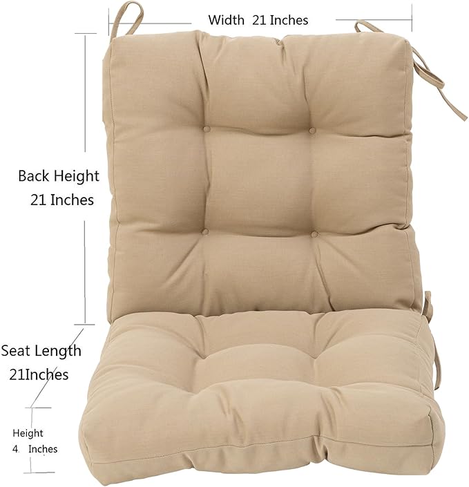 QILLOWAY Outdoor Seat/Back Chair Cushion Tufted Pillow, Spring/Summer Seasonal Replacement Cushions - Set of 2 (Beige/Sand/Camel)