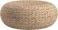 Straw Flat Seat Cushion, Handmade Floor Pouf Mat, Ottoman Footstool for Meditation, Zen, Yoga Practice or Buddha (15.7" Dia. x 6.3" H)