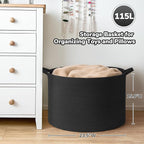 Goodpick Large Storage Basket, 23.5'' x 15.8'' Woven Storage Baskets, Cotton Rope Toy Storage for Kids Decorative Laundry for Home, Perfect for Living Room, 115L Black