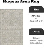HUGEAR 2x3 Entryway Area Rug Retro Grey Small Rug Machine Washable Door Mat Vintage Floral Low Pile Carpet Vacuumable Distressed Throw Rug Entrance Kitchen Bathroom Bedroom Non Slip Lightweight