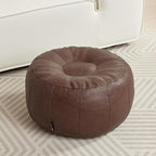 Louis Donné Unstuffed Pouf Stool Ottoman Footrest Cover Only Moroccan Vintage Storage Clothes Waterproof Faux Leather Small Bean Bag Cover Kits Reading Camping Travel pet Friendly (Only Cover)(Brown)