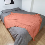 LOMAO Knitted Throw Blanket with Tassels Bubble Textured Lightweight Throws for Couch Cover Home Decor (Coral, 50x60)