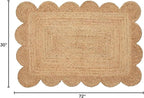Weaving Cottage Scalloped Natural Jute Area Rug | Beige, 2X3 FT Handwoven Jute Doormat | Eco-Friendly, Durable, and Stylish | Perfect for Living Room, Bedroom, and Entryway