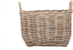 Kouboo Rectangular Wicker Basket Handwoven Rattan Basket with Handles Decorative Storage Large Home Organizer Gray-Brown