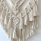 Macrame Wall Hanging, Handmade Boho Woven Wall Hanging with Tassel, Wall Decor for Bedroom Living Room Nursery Apartment (White)